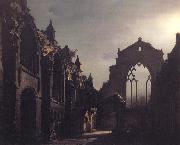 Luis Daguerre The Ruins of Holyrood Chapel,Edinburgh Effect of Moonlight Sweden oil painting artist